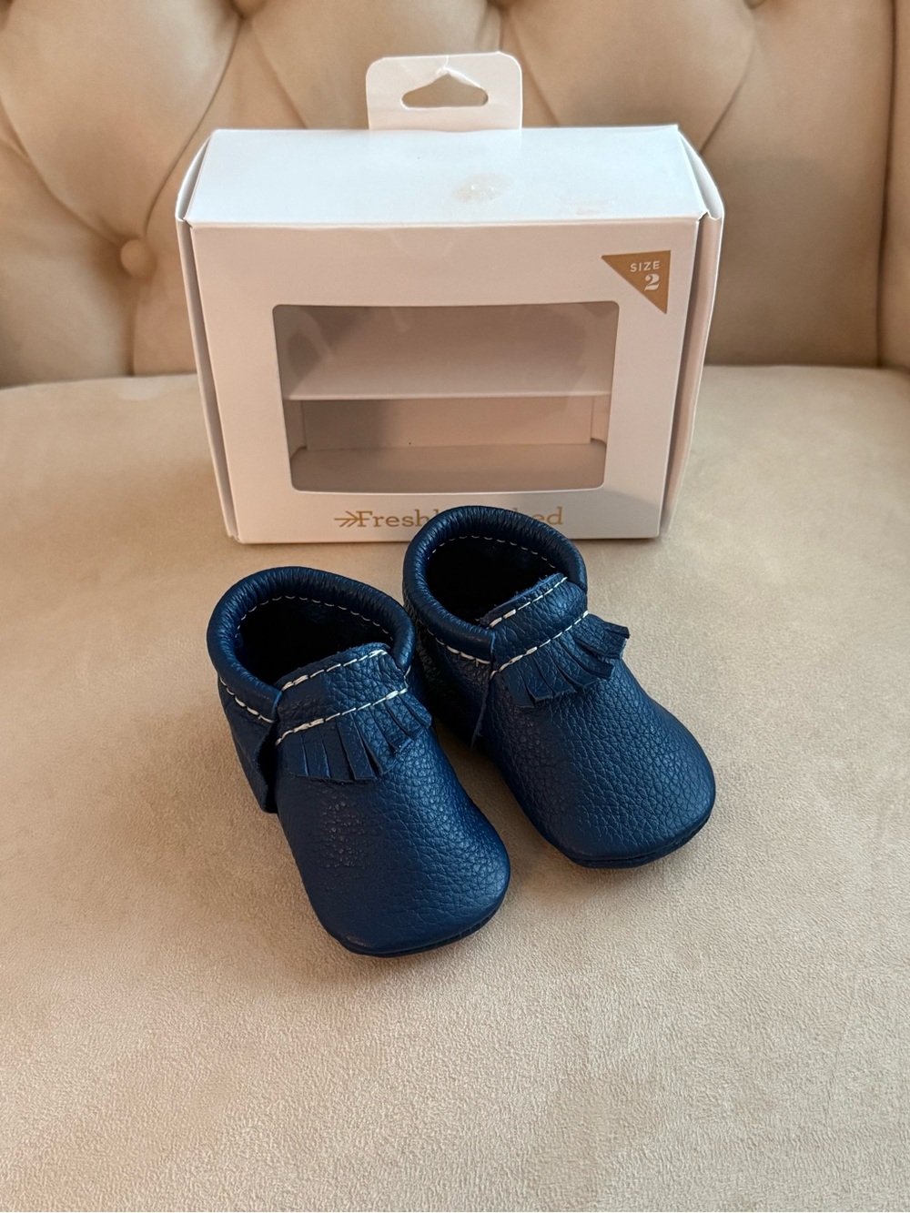 Freshly Picked Anchor City Moccasins – Navy Blue – Size 2